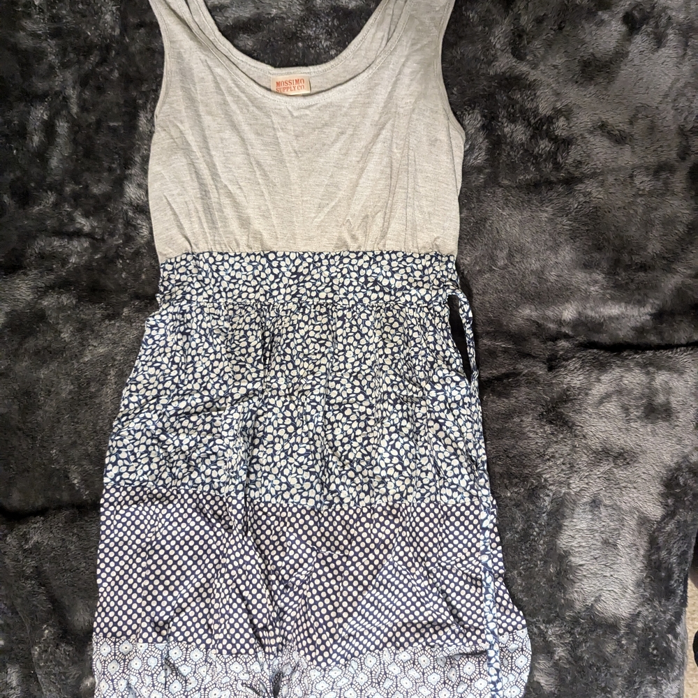 Mossimo Supply Co. Grey Bodice Navy Patterned Mini Dress
